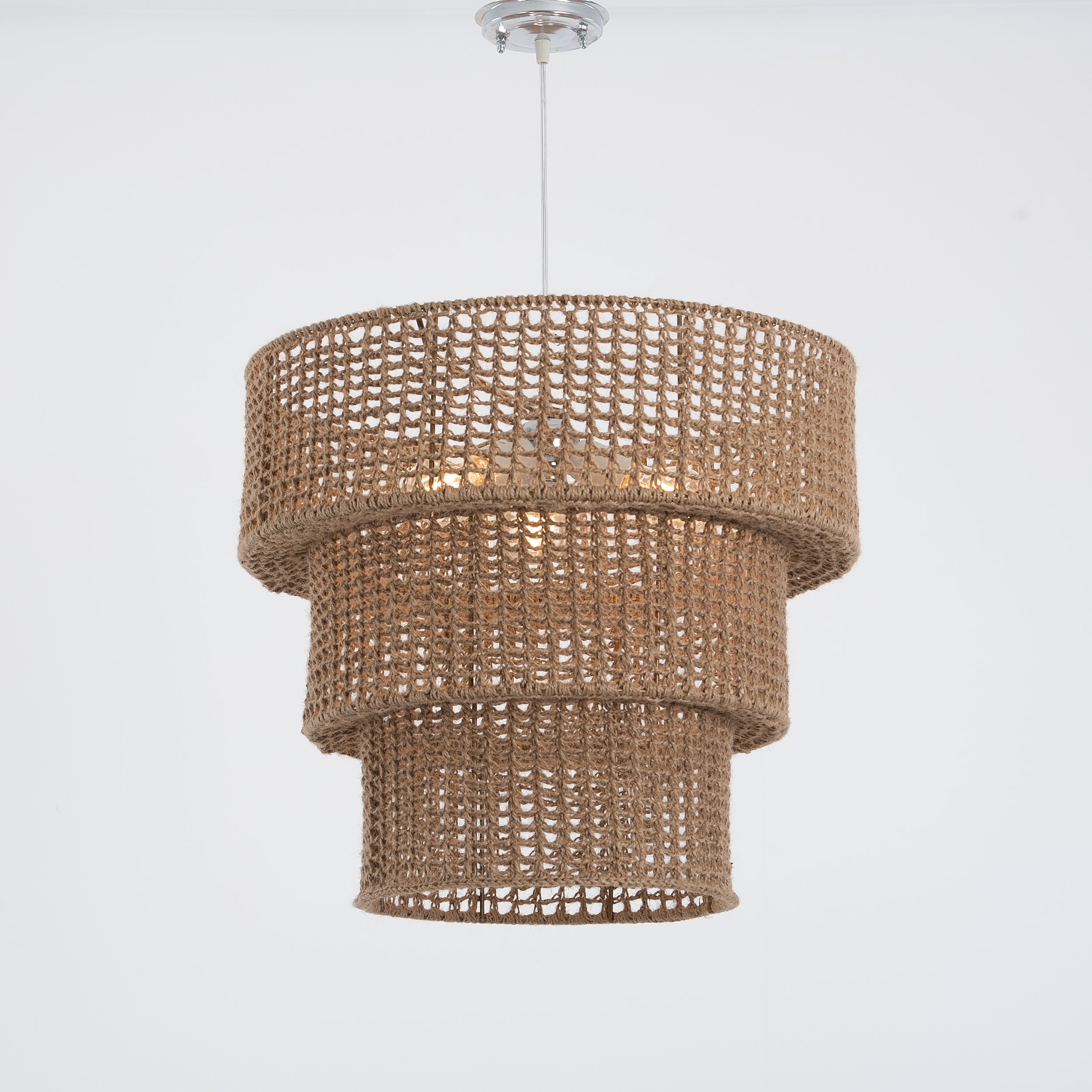 3 Tier Jute Crochet Chandelier