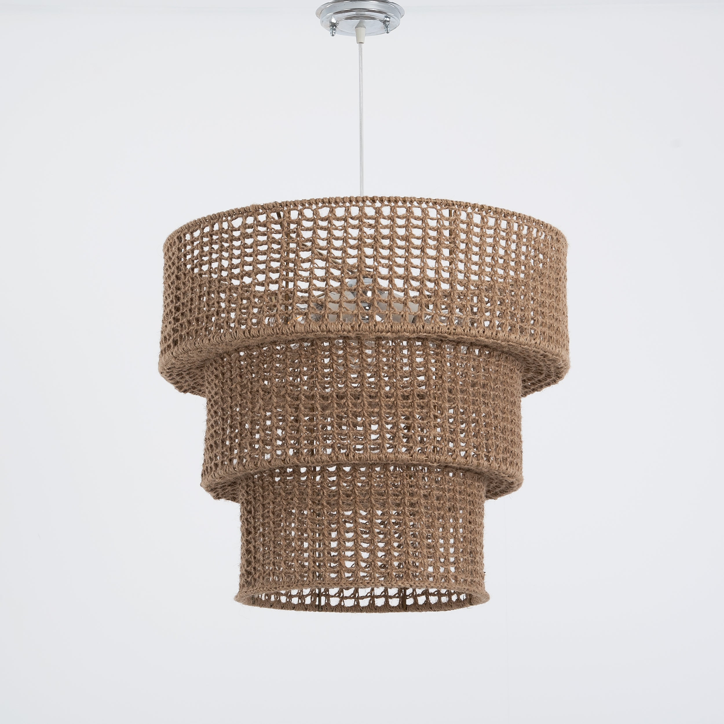 3 Tier Jute Crochet Chandelier