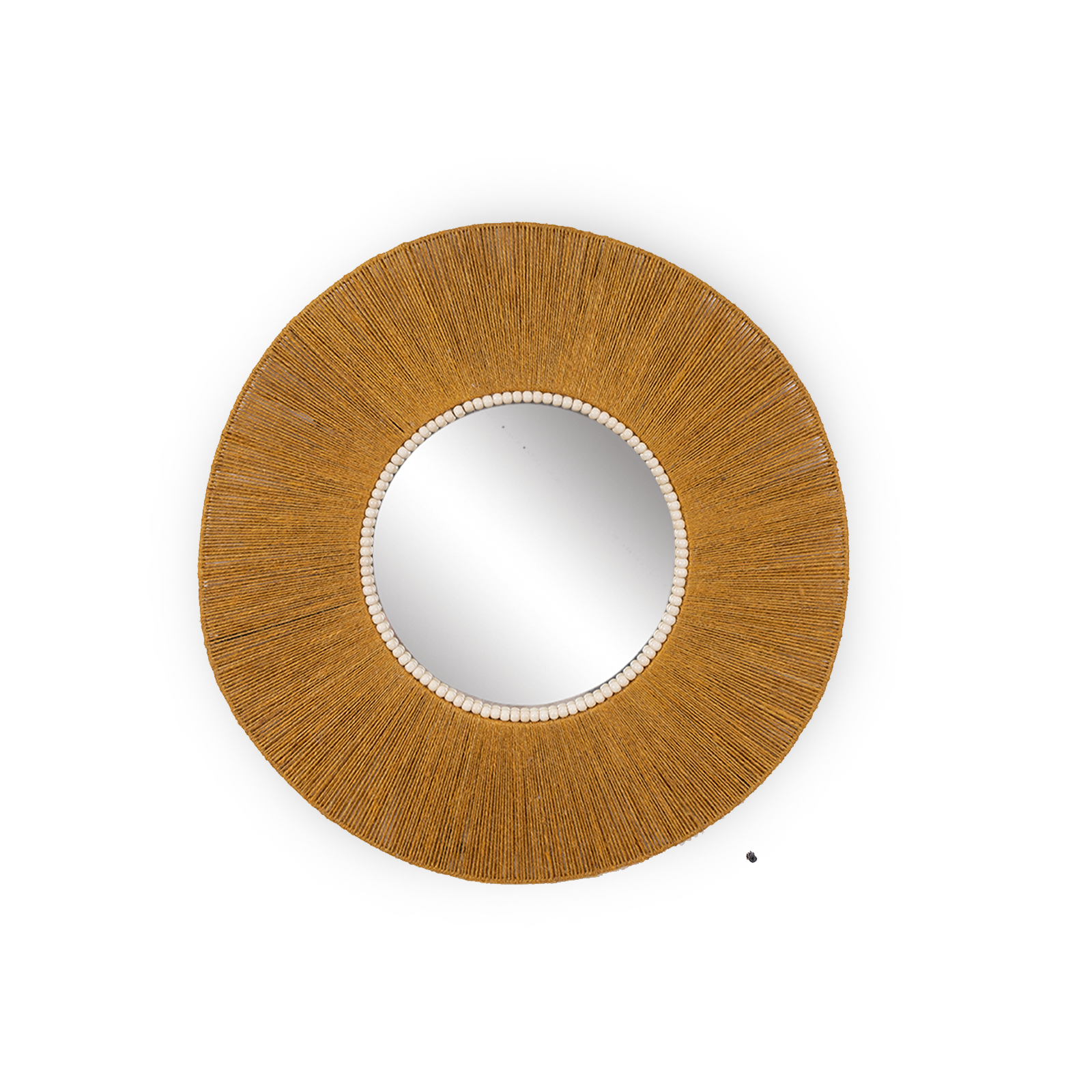 Round Mirror with wooden beads