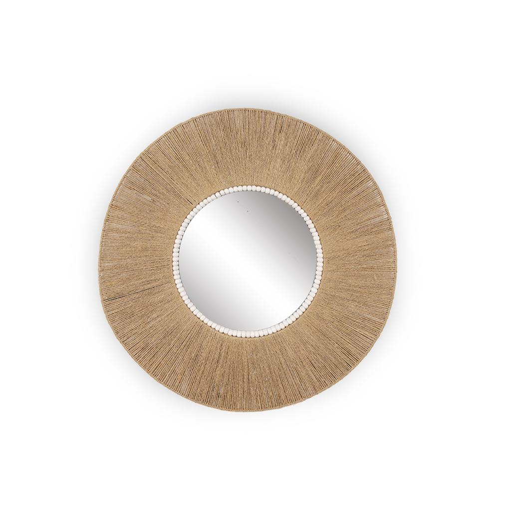 Round Mirror with wooden beads